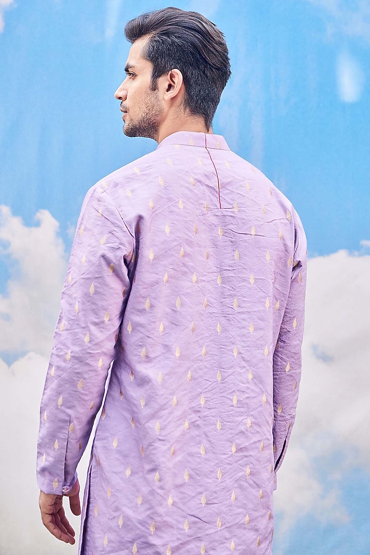 Lilac Silk Viscose Blend Embroidered Kurta Set by TISASTUDIO at Pernia's Pop Up Shop