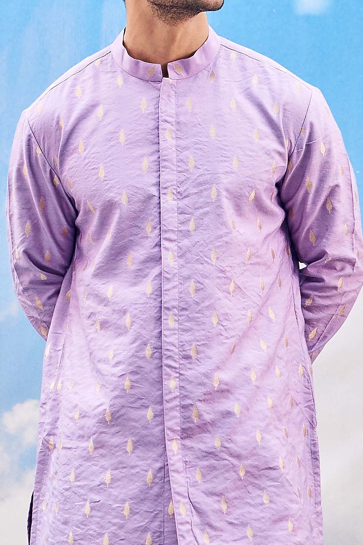 Lilac Silk Viscose Blend Embroidered Kurta Set by TISASTUDIO at Pernia's Pop Up Shop