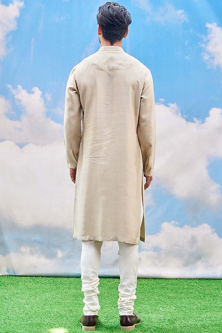 Beige Hand Embroidered Kurta Set by TISASTUDIO at Pernia's Pop Up Shop