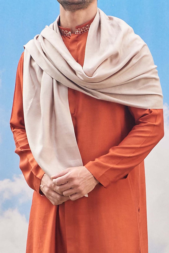 Rust Orange Silk Viscose Blend Kurta Set by TISASTUDIO at Pernia's Pop Up Shop