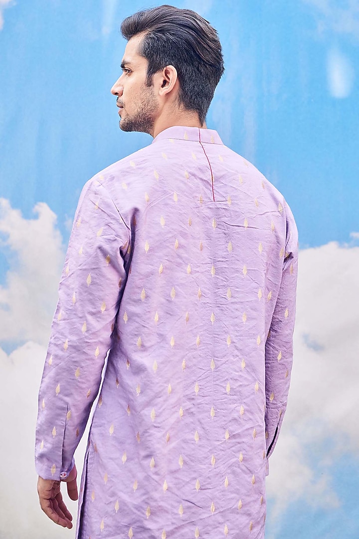 Lilac Silk Viscose Blend Embroidered Kurta Set by TISASTUDIO at Pernia's Pop Up Shop