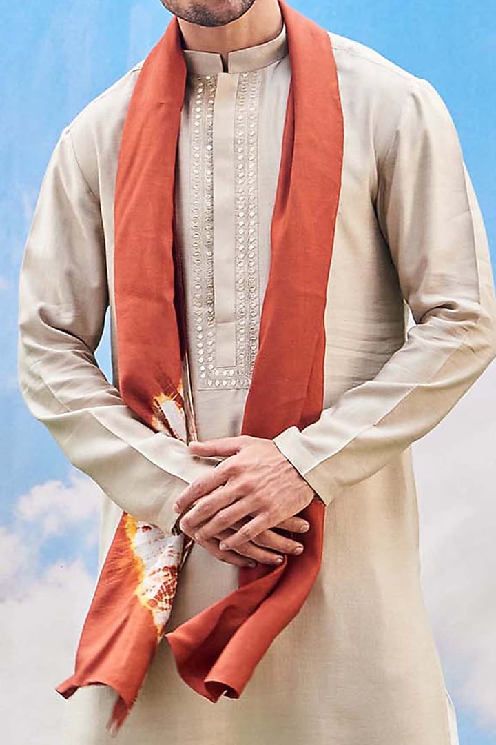 Beige Embroidered Kurta Set by TISASTUDIO at Pernia's Pop Up Shop