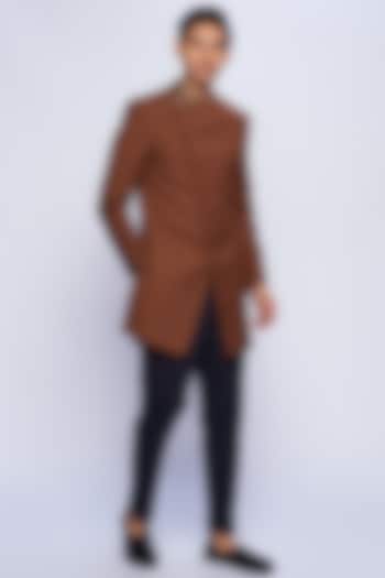 Chocolate Brown Suiting Wedding Sherwani by TISASTUDIO at Pernia's Pop Up Shop