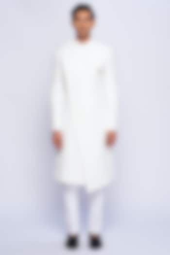 Off-White Viscose Polyester Overlapped Indo-Western Set by TISASTUDIO at Pernia's Pop Up Shop