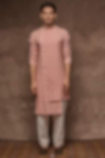 Dusty Pink Organic Cotton Asymmetric Kurta by TISASTUDIO at Pernia's Pop Up Shop