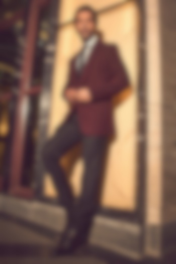 Burgundy Viscose Polyester Tuxedo Set by TISASTUDIO at Pernia's Pop Up Shop