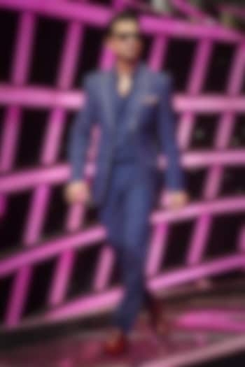 Midnight Blue Terry Rayon Jacket Set by TISASTUDIO at Pernia's Pop Up Shop