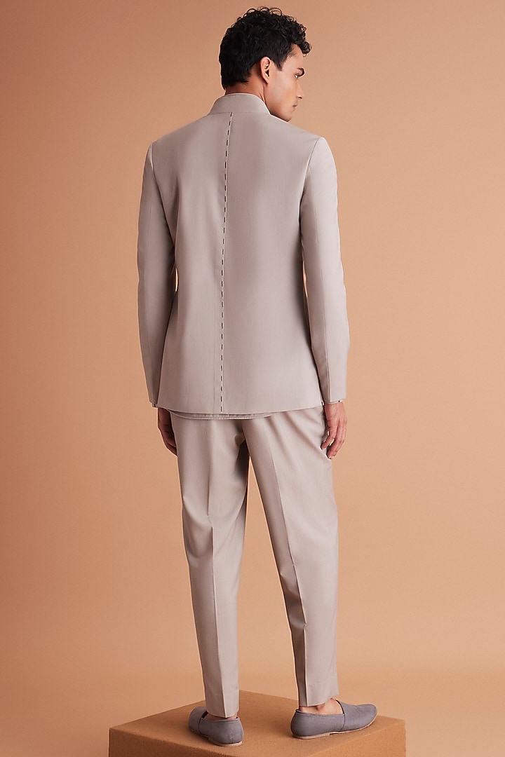 Greige Terry Rayon Wedding Indowestern Set by TISASTUDIO at Pernia's Pop Up Shop