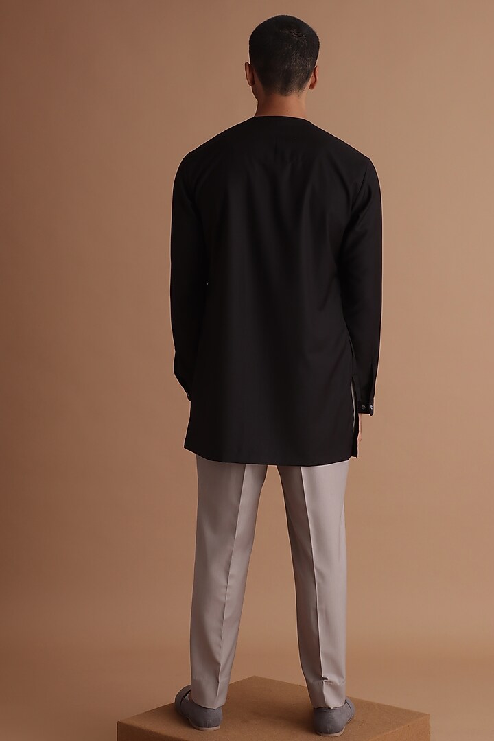 Black Terry Rayon Kurta by TISASTUDIO at Pernia's Pop Up Shop