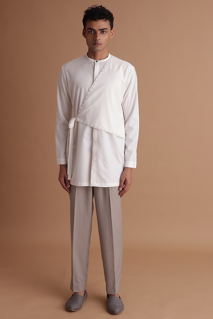 White Terry Rayon Kurta Set by TISASTUDIO