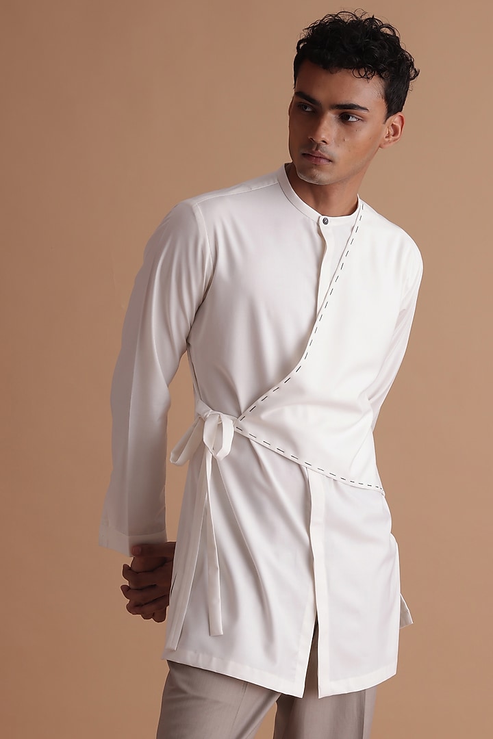 White Terry Rayon Kurta Set by TISASTUDIO at Pernia's Pop Up Shop