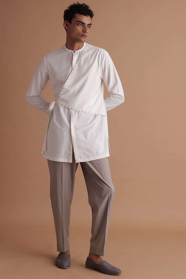 White Terry Rayon Kurta Set by TISASTUDIO at Pernia's Pop Up Shop