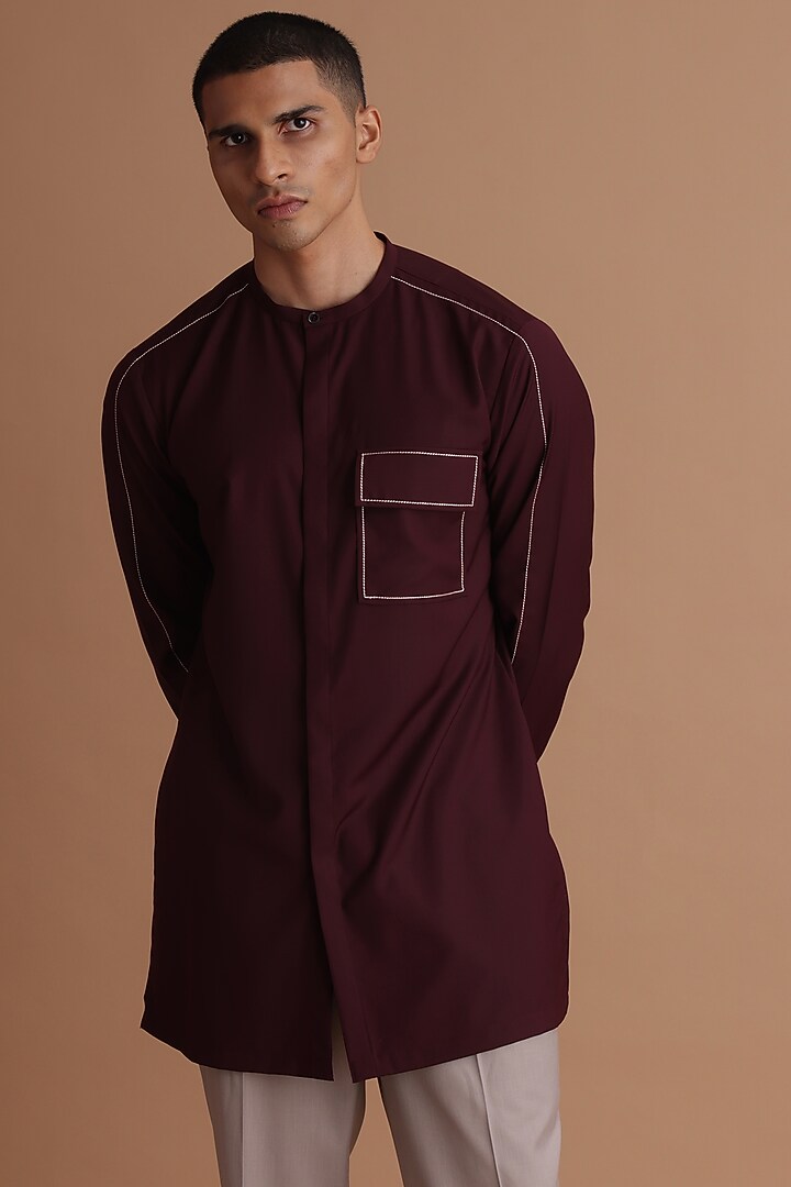 Burgundy Terry Rayon Kurta by TISASTUDIO at Pernia's Pop Up Shop
