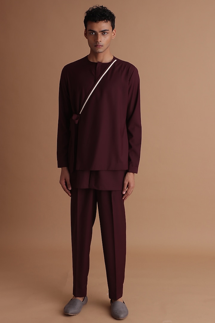 Burgundy Terry Rayon Kurta by TISASTUDIO at Pernia's Pop Up Shop