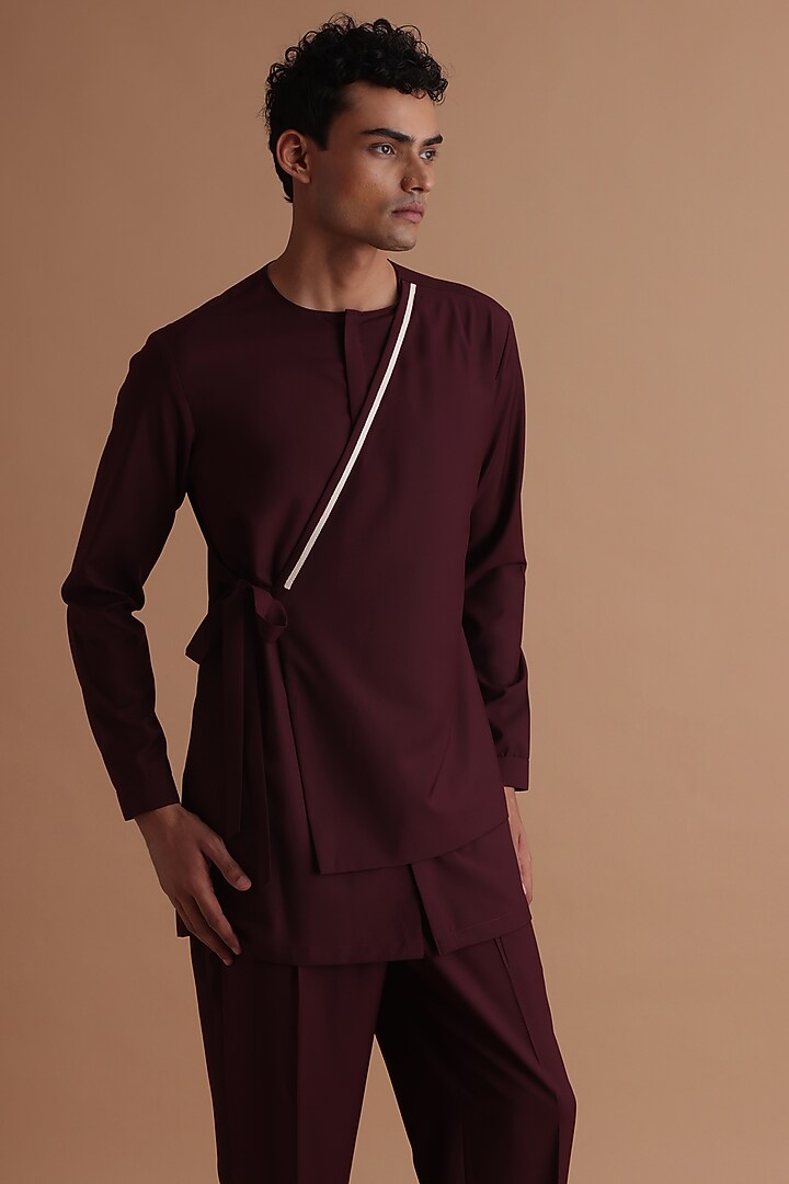Burgundy Terry Rayon Kurta by TISASTUDIO at Pernia's Pop Up Shop