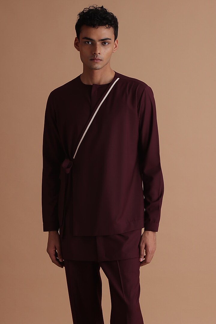 Burgundy Terry Rayon Kurta by TISASTUDIO at Pernia's Pop Up Shop