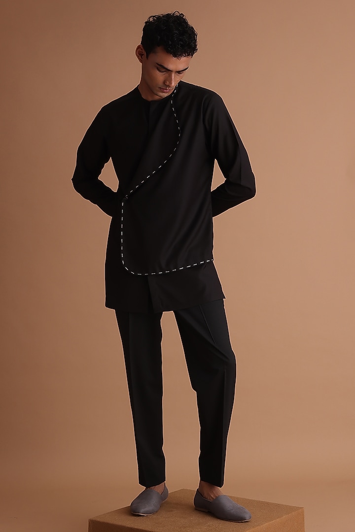 Black Terry Rayon Kurta by TISASTUDIO at Pernia's Pop Up Shop