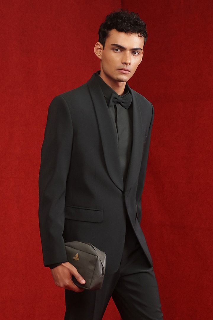 Bottle Green Viscose Polyester Tuxedo Set by TISASTUDIO at Pernia's Pop Up Shop