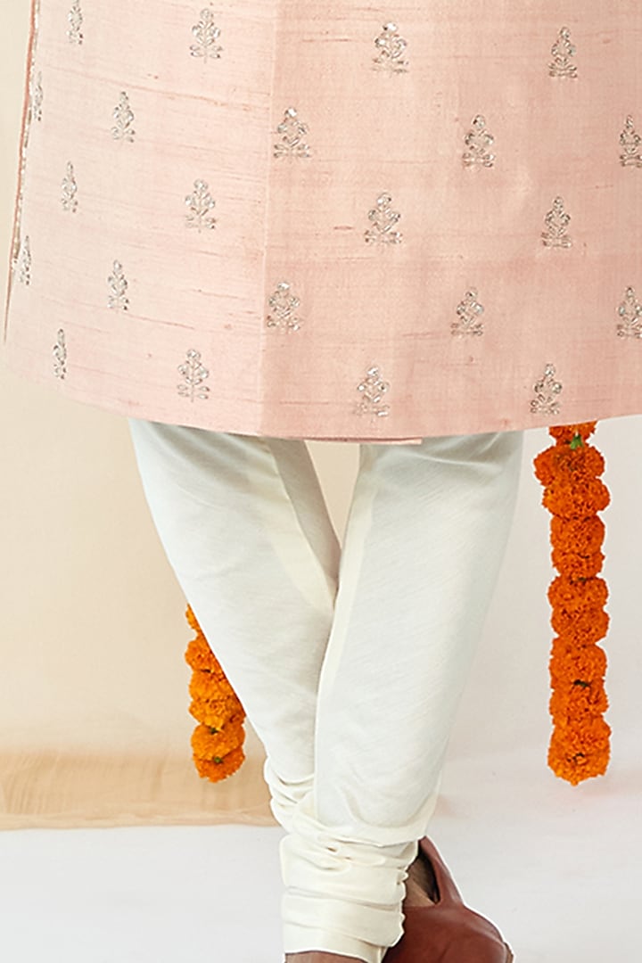 Dusky Pink Embroidered Groom Sherwani Set by TISASTUDIO at Pernia's Pop Up Shop
