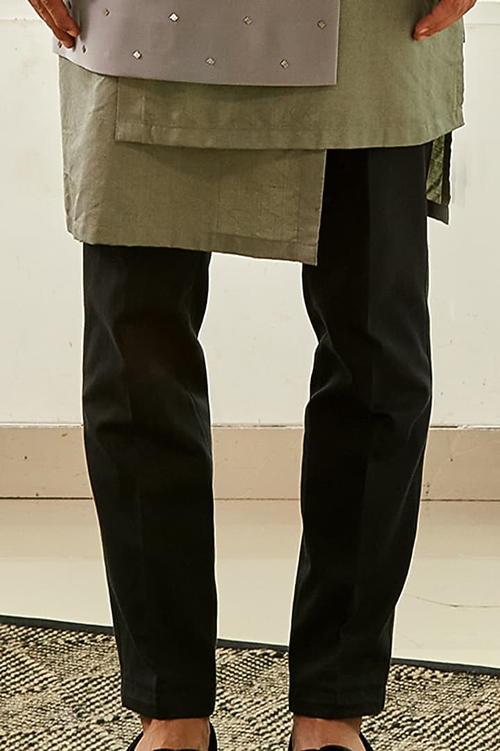 Grey Layered Bandhgala Set by TISASTUDIO at Pernia's Pop Up Shop