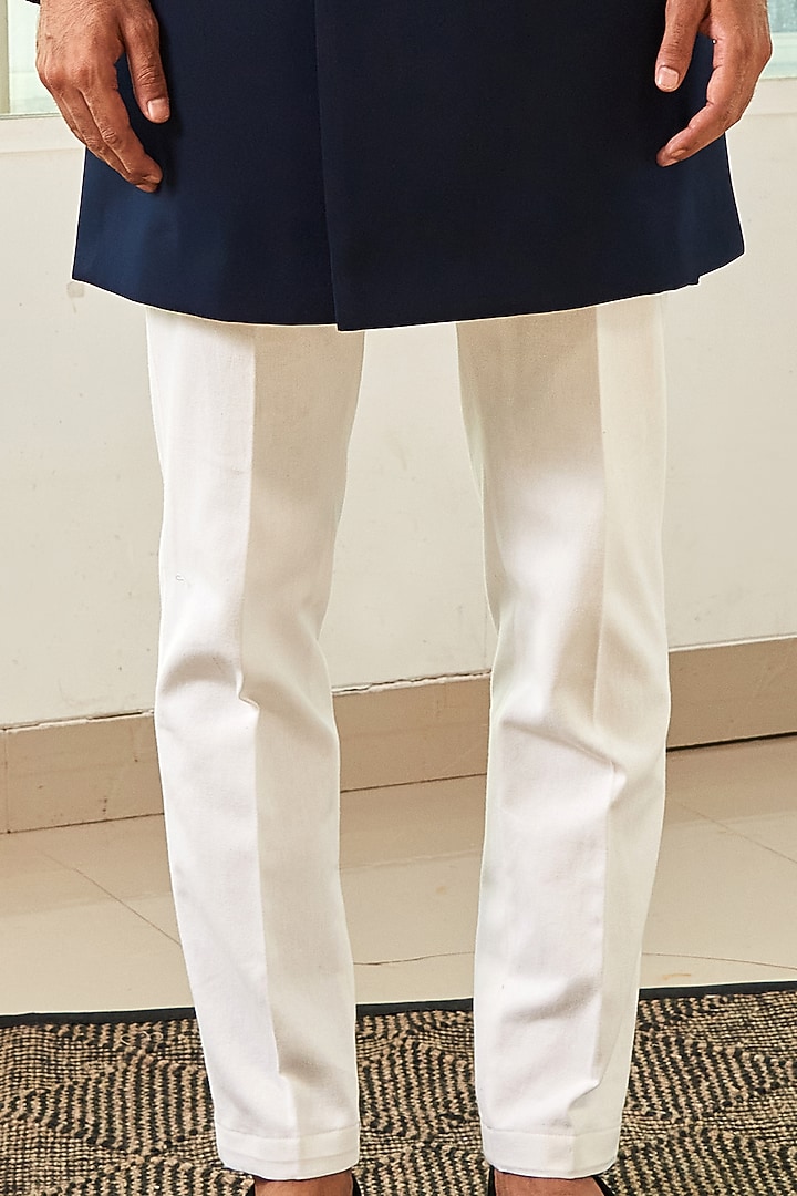 Navy Blue Viscose Polyester Asymmetrical Indo Western Set by TISASTUDIO at Pernia's Pop Up Shop