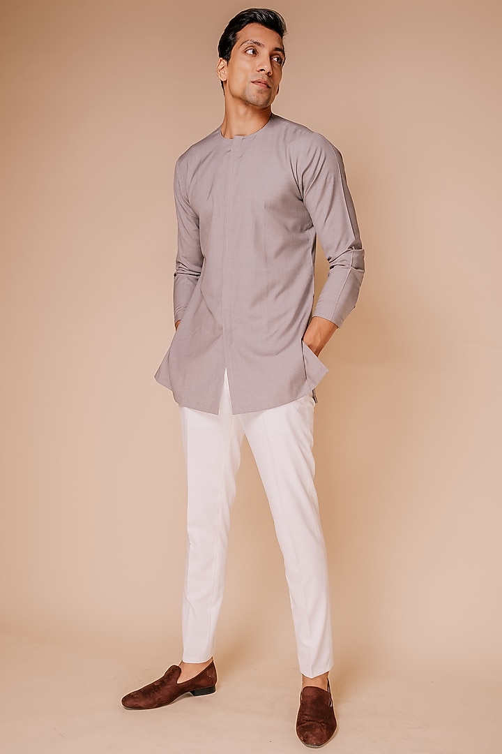 Mauve Embroidered Groom Indowestern Set by TISASTUDIO at Pernia's Pop Up Shop