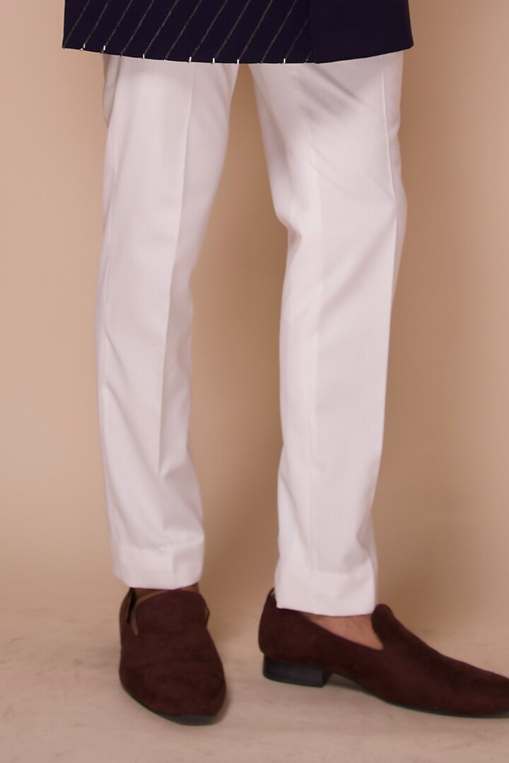 Midnight Blue Viscose Polyester Groom Indowestern Set by TISASTUDIO at Pernia's Pop Up Shop