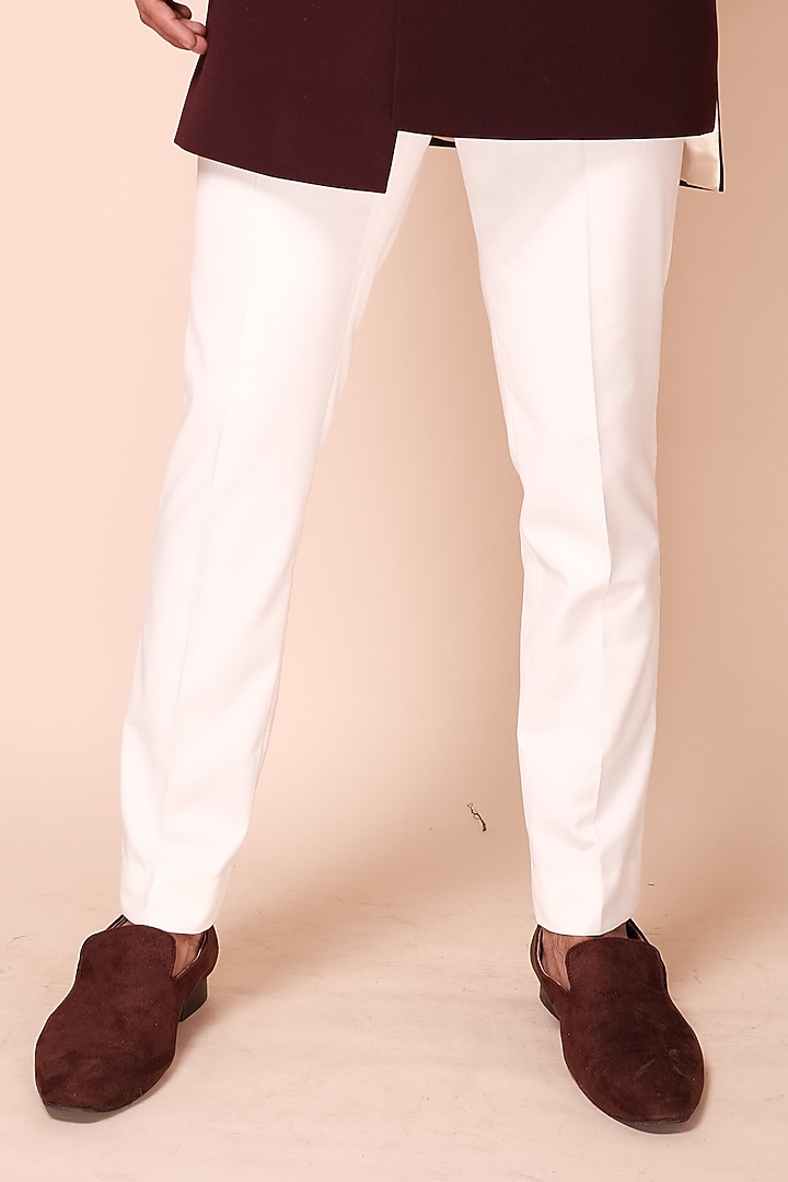 Burgundy Viscose Polyester Groom Indowestern Set by TISASTUDIO at Pernia's Pop Up Shop