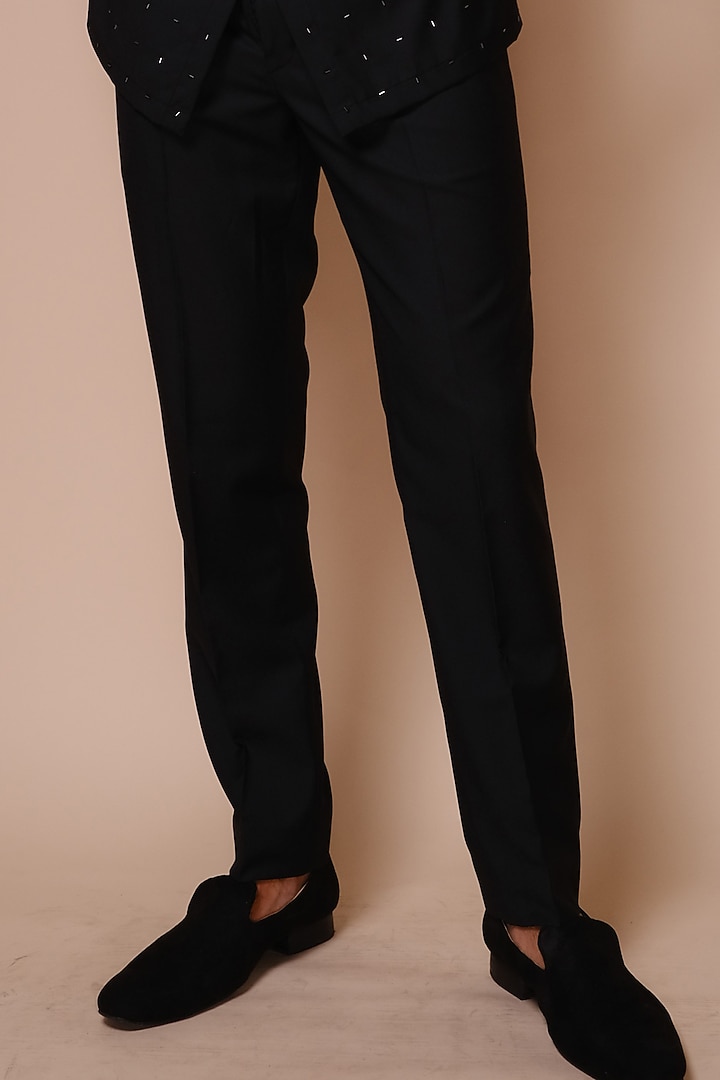 Black Motif Embroidered Groom Indowestern Set by TISASTUDIO at Pernia's Pop Up Shop