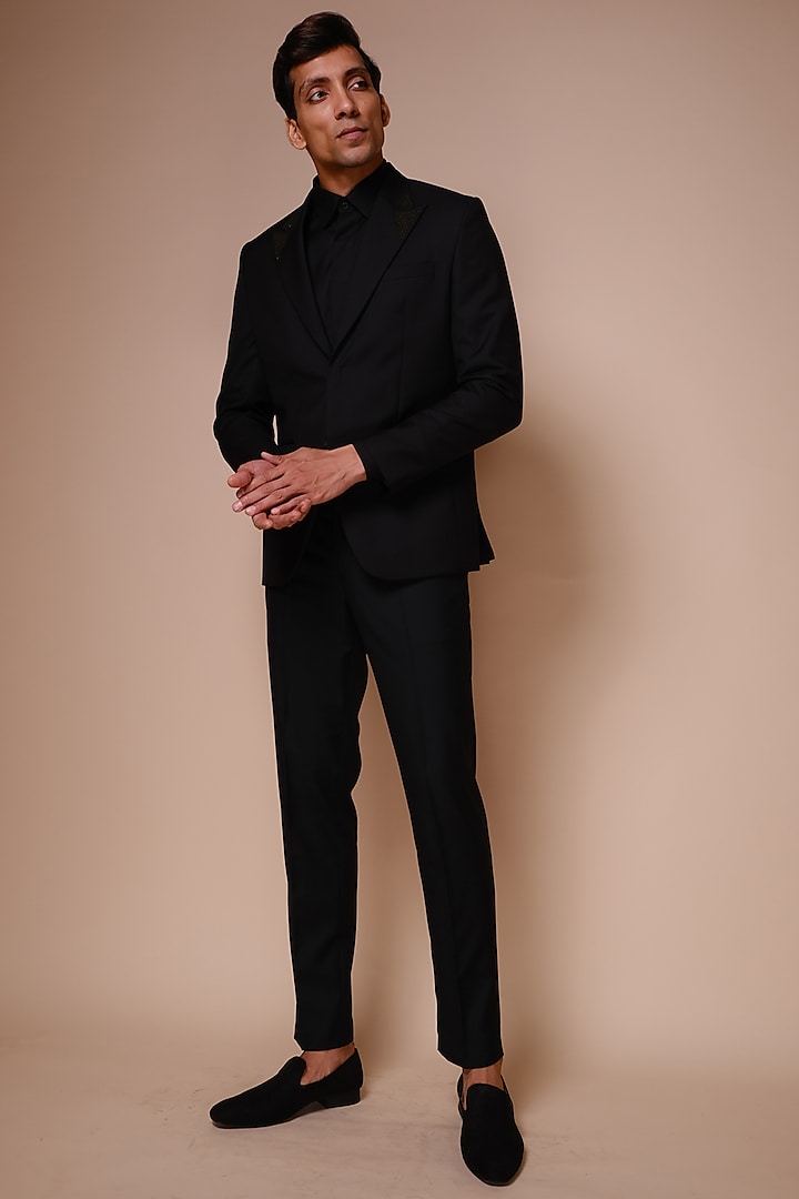 Black Terry Rayon Suit Set by TISASTUDIO