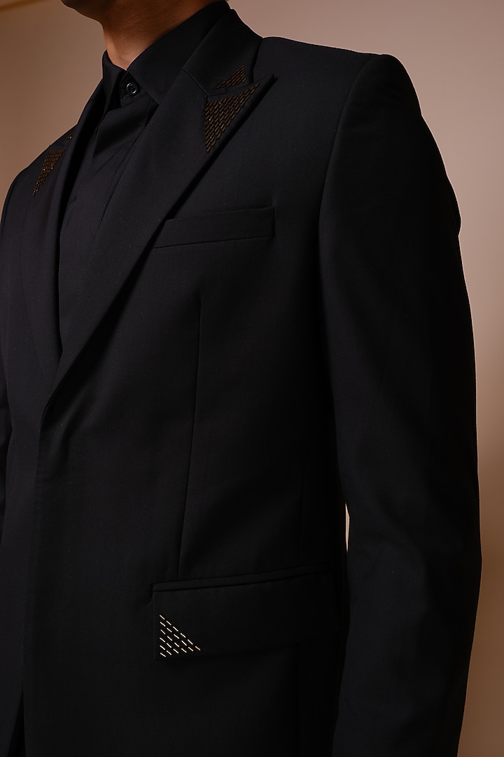 Black Terry Rayon Tuxedo Set by TISASTUDIO at Pernia's Pop Up Shop