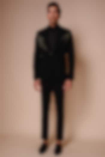 Black Gold Embroidered Tuxedo Set by TISASTUDIO at Pernia's Pop Up Shop