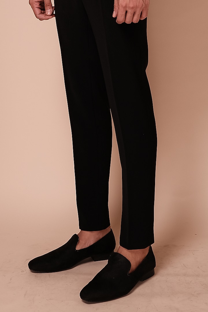Black Viscose Polyester Embroidered Tuxedo Set by TISASTUDIO at Pernia's Pop Up Shop
