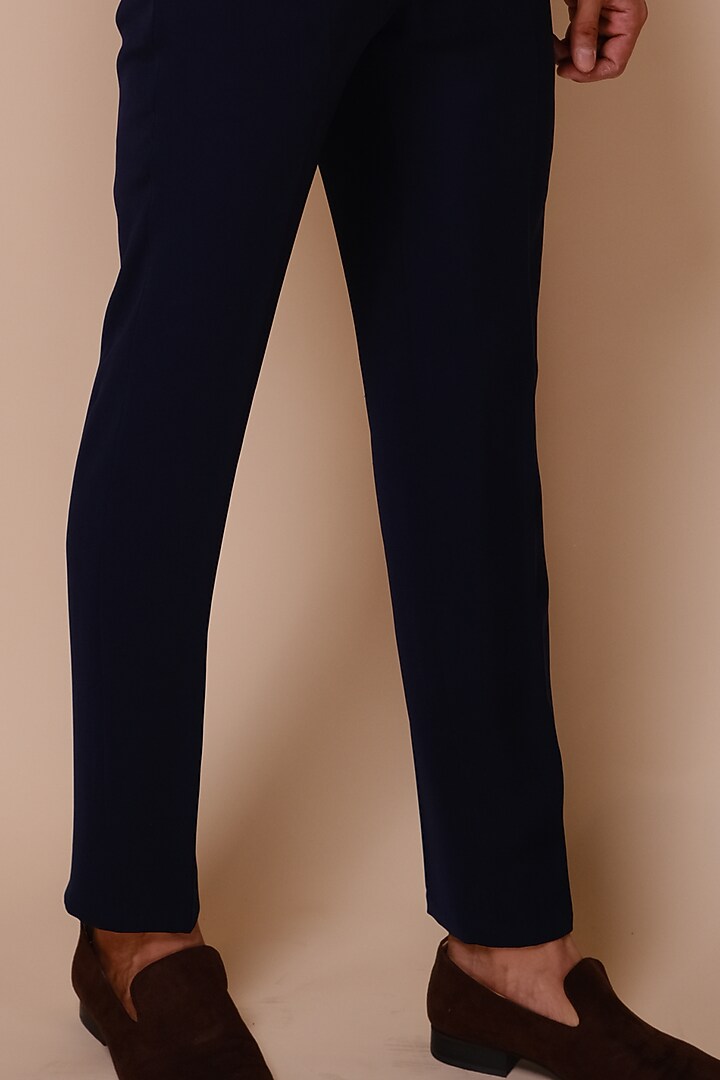 Midnight Blue Embroidered Tuxedo Set by TISASTUDIO at Pernia's Pop Up Shop