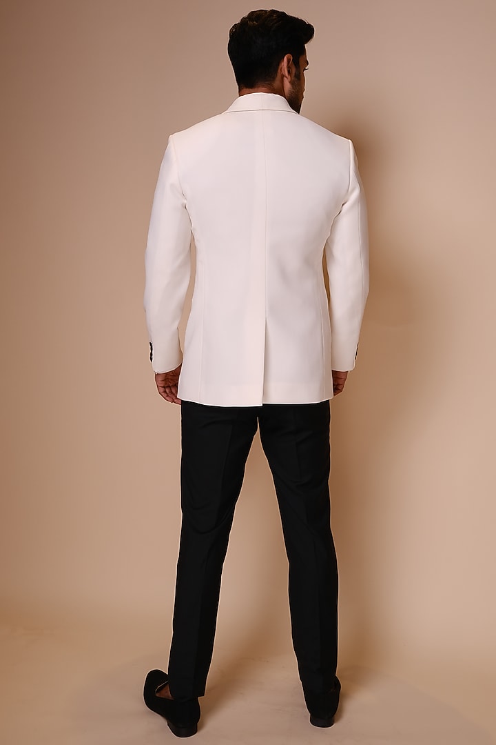 White Viscose Polyester Tuxedo Set by TISASTUDIO at Pernia's Pop Up Shop