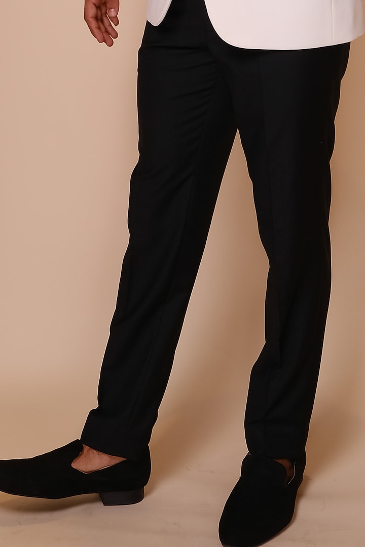 White Viscose Polyester Tuxedo Set by TISASTUDIO at Pernia's Pop Up Shop