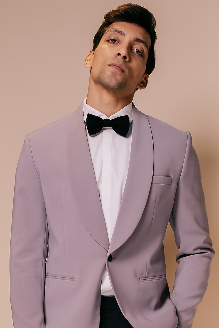 Grey Viscose Polyester Tuxedo Set by TISASTUDIO at Pernia's Pop Up Shop