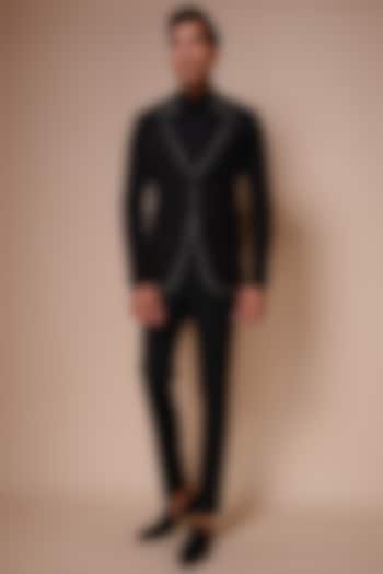 Black Terry Rayon Tuxedo Set by TISASTUDIO