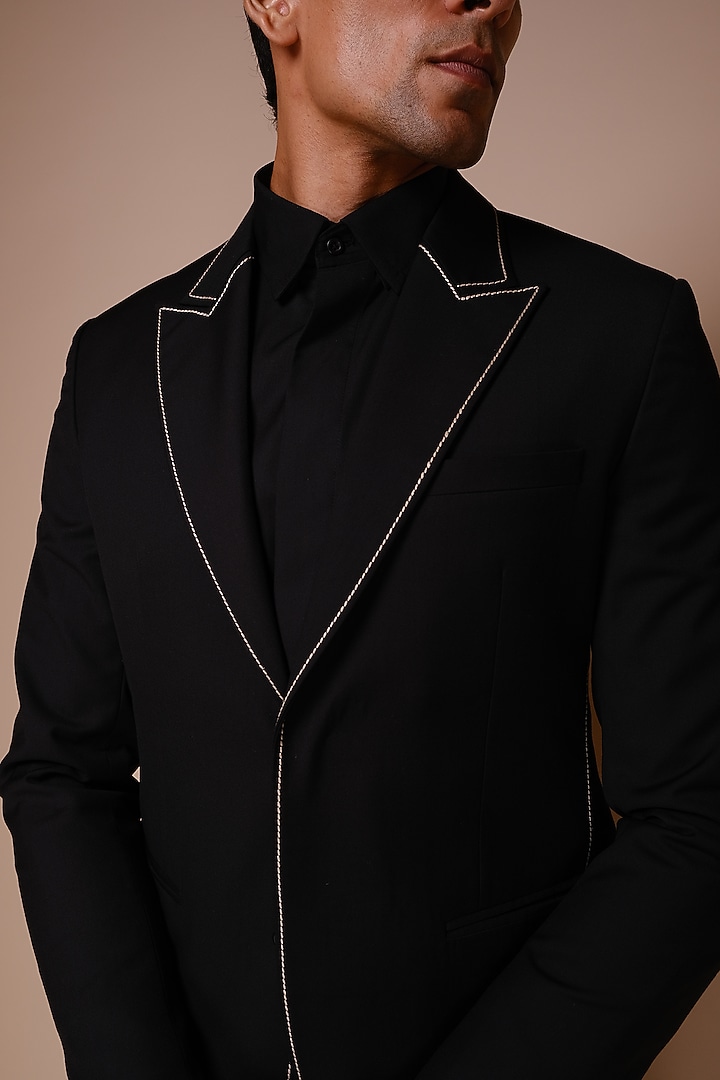 Black Terry Rayon Tuxedo Set by TISASTUDIO at Pernia's Pop Up Shop