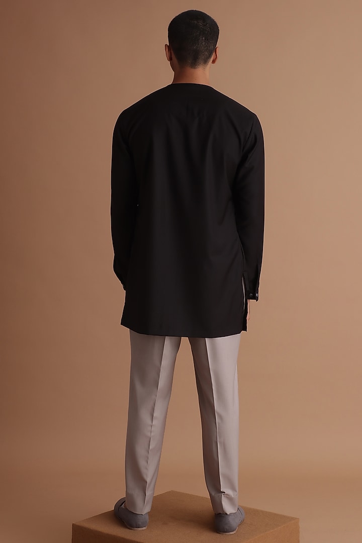 Black Terry Rayon Kurta Set by TISASTUDIO at Pernia's Pop Up Shop