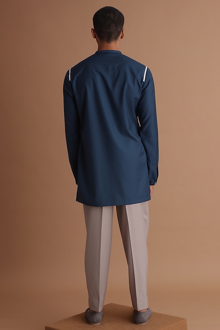 Teal Blue Terry Rayon Kurta Set by TISASTUDIO at Pernia's Pop Up Shop
