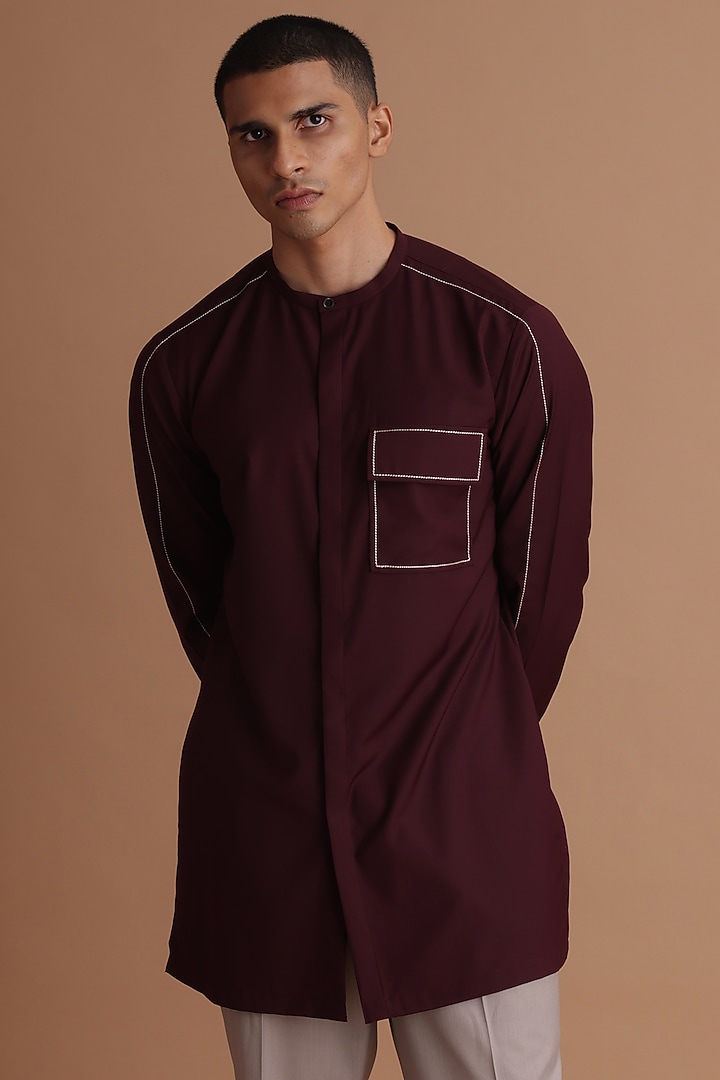 Burgundy Terry Rayon Kurta Set by TISASTUDIO at Pernia's Pop Up Shop