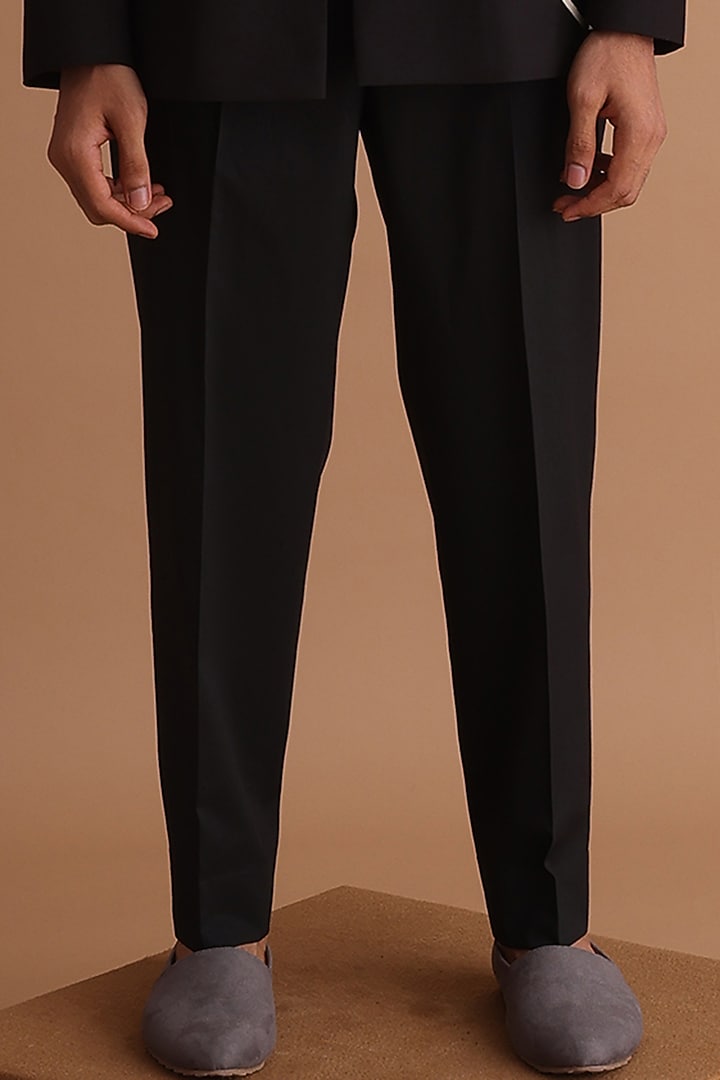Black Terry Rayon Wedding Indowestern Set by TISASTUDIO at Pernia's Pop Up Shop