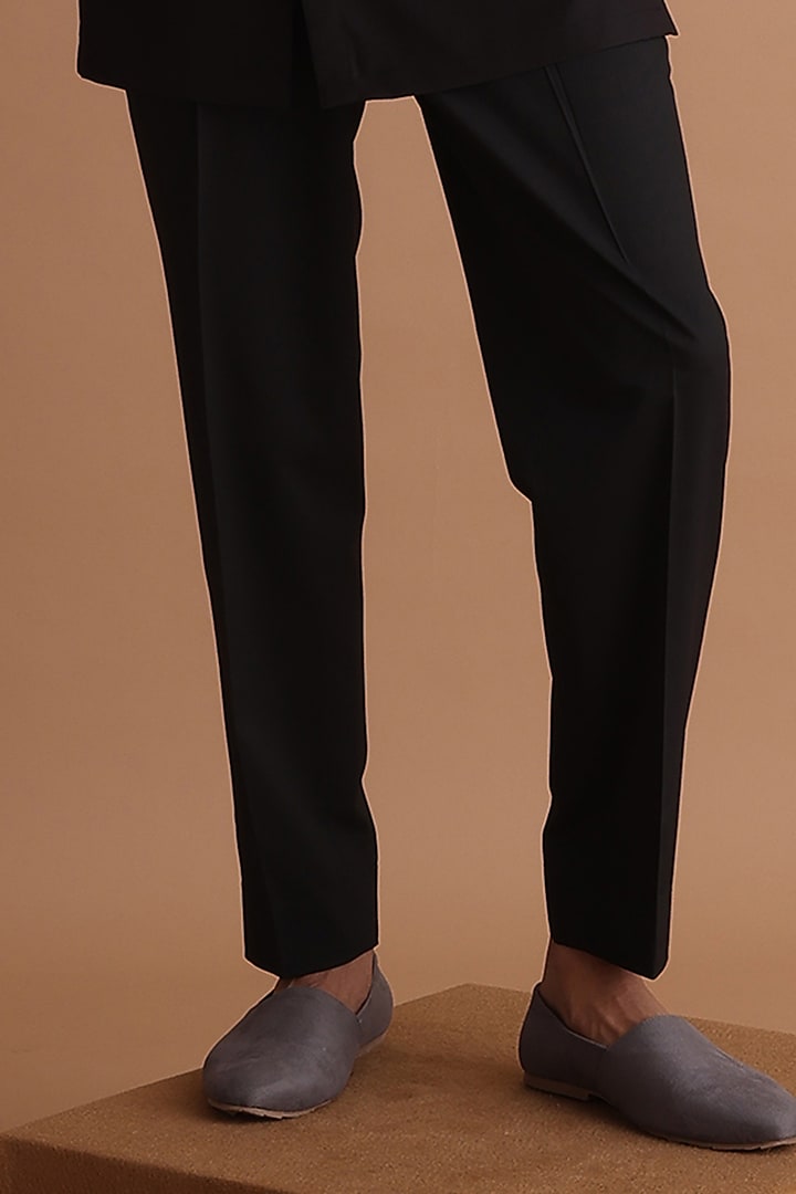 Black Terry Rayon Kurta Set by TISASTUDIO at Pernia's Pop Up Shop