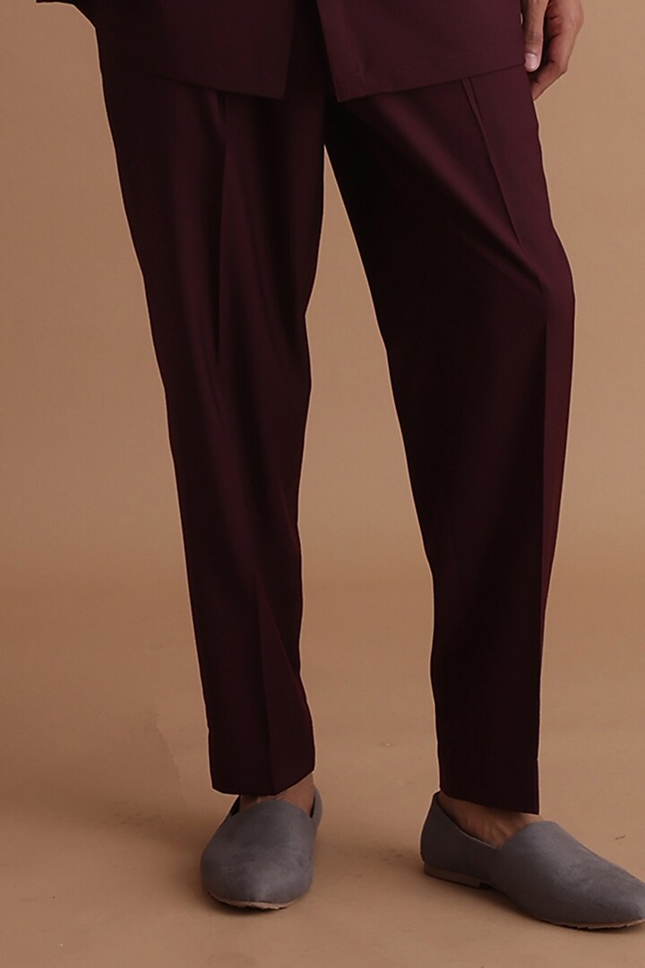Burgundy Terry Rayon Kurta Set by TISASTUDIO at Pernia's Pop Up Shop