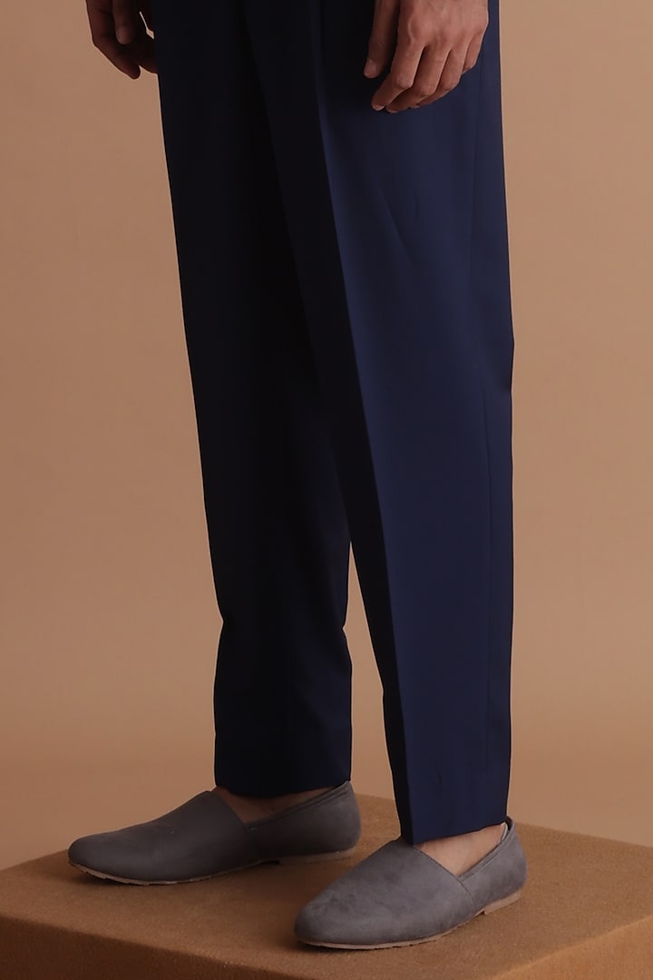 Navy Blue Terry Rayon Wedding Indowestern Set by TISASTUDIO at Pernia's Pop Up Shop