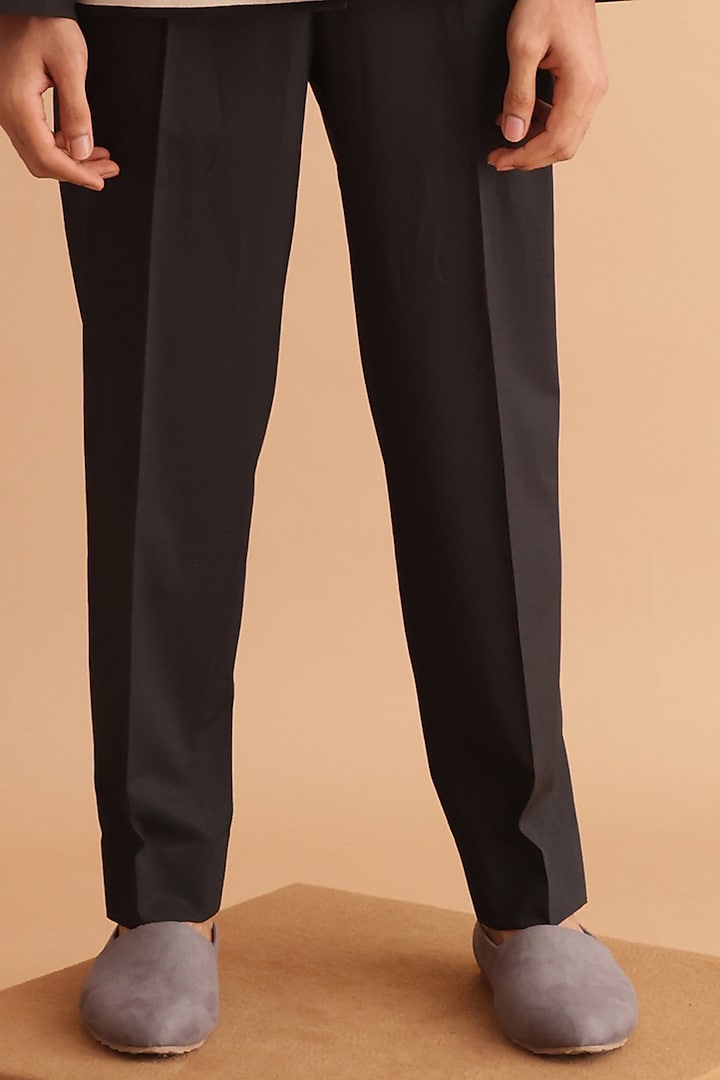 Black Terry Rayon Indowestern Set by TISASTUDIO at Pernia's Pop Up Shop