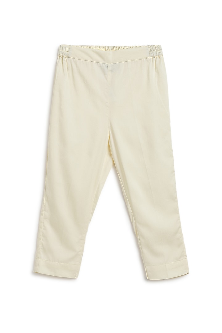 Cream Cotton Satin Pants For Boys by Tiber Taber