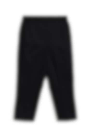 Black Cotton Satin Pants For Boys by Tiber Taber