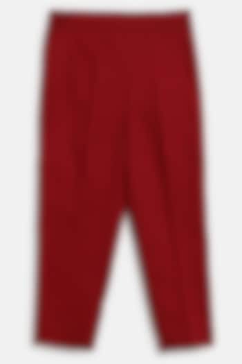 Maroon Cotton Satin Pants For Boys by Tiber Taber